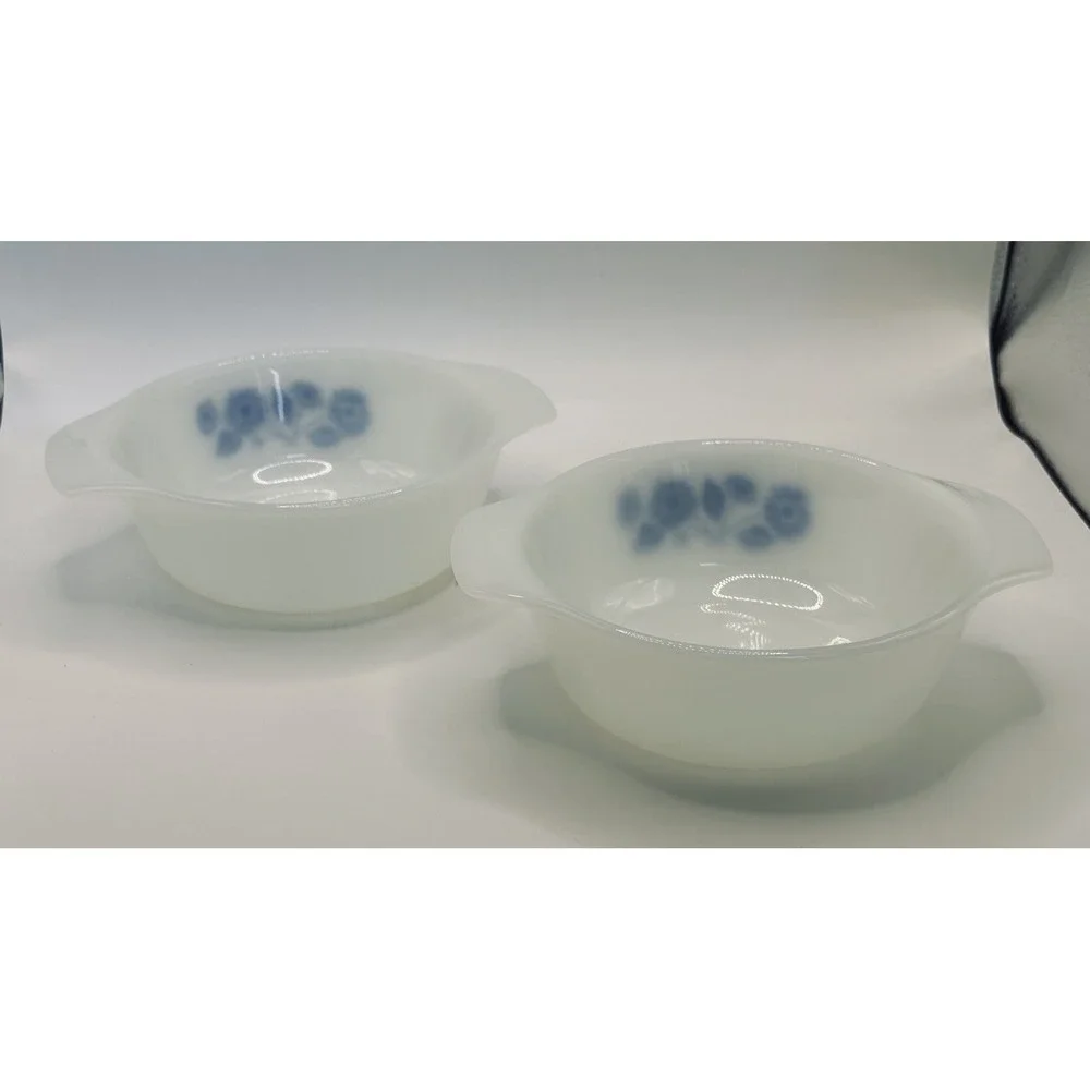 VTG Anchor Hocking Fire King Casserole Dishes Blue Cornflower Blue Set Of 2 12oz